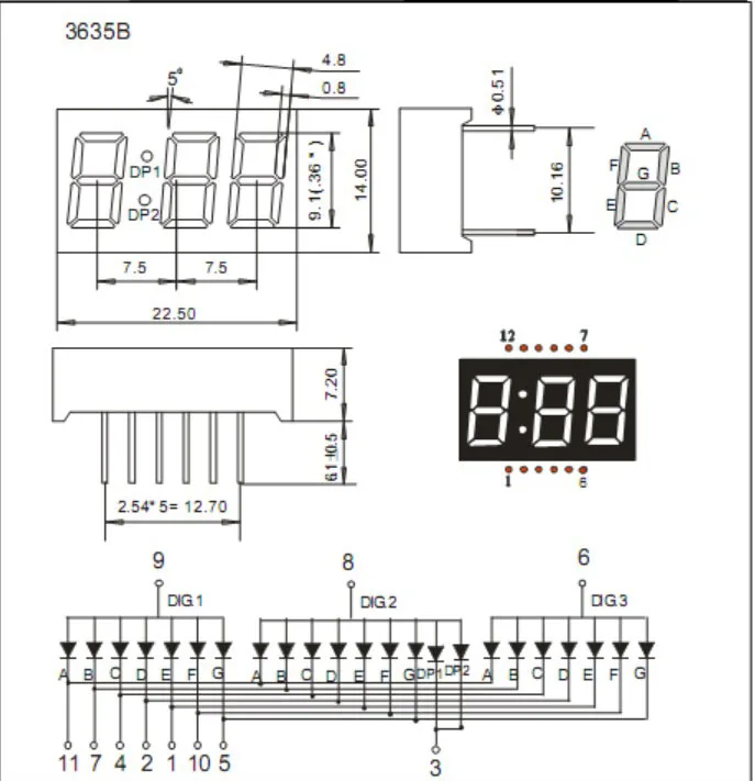 20PCS RED 3 Bit Digital Tube 0.36