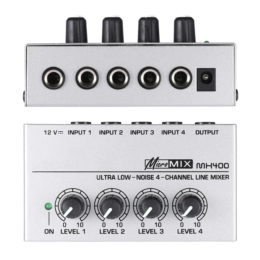 MX400 Audio Mixer Ultra Compact Sound Low Noise With Power Adapter Mini 4 Channel DJ Karaoke Audio Mixer Family KTV