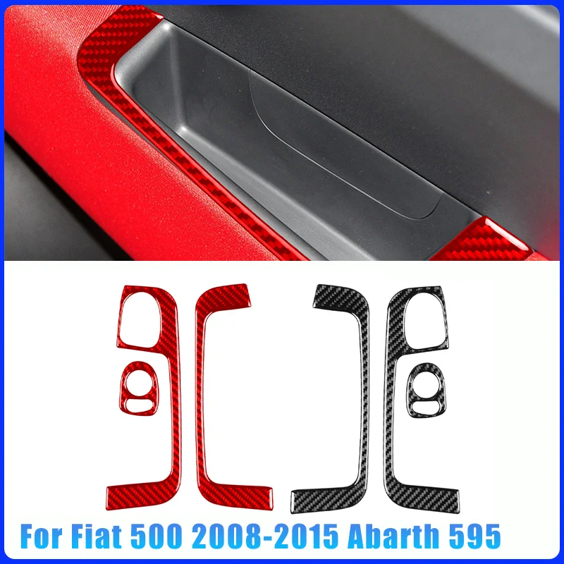 Panel de reposabrazos de puerta pegatina de fibra de carbono Real para Fiat 500 2008 2009 2010 2011-2023 Abarth 595 2012-2023 Abarth 695 2017-2023