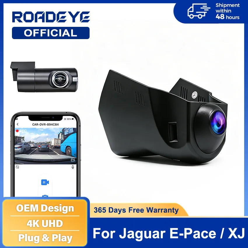 UHD 4K 2160P Plug and Play DVR Dash Cam Video Recorder WiFI For Jaguar E-Pace (X540) 2018-2023, XJ XJ-L 4th Gen (X351) 2016-2021