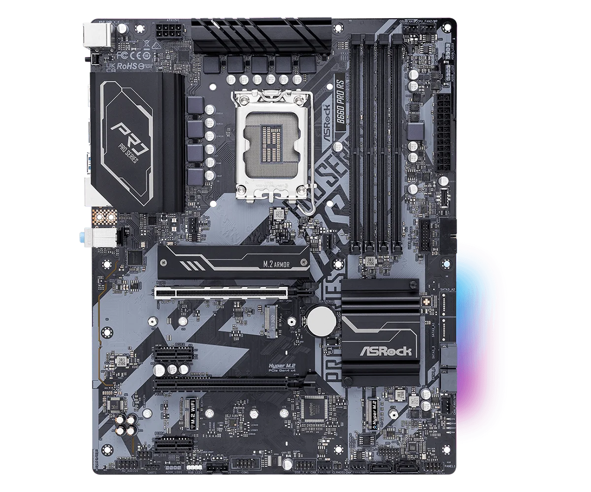 ASROCK B660 Pro RS Motherboard LGA1700 Intel B660 DDR4 M.2 ATX support   i7-14790 i7-13700 i5-13400 i5-12600 cpu