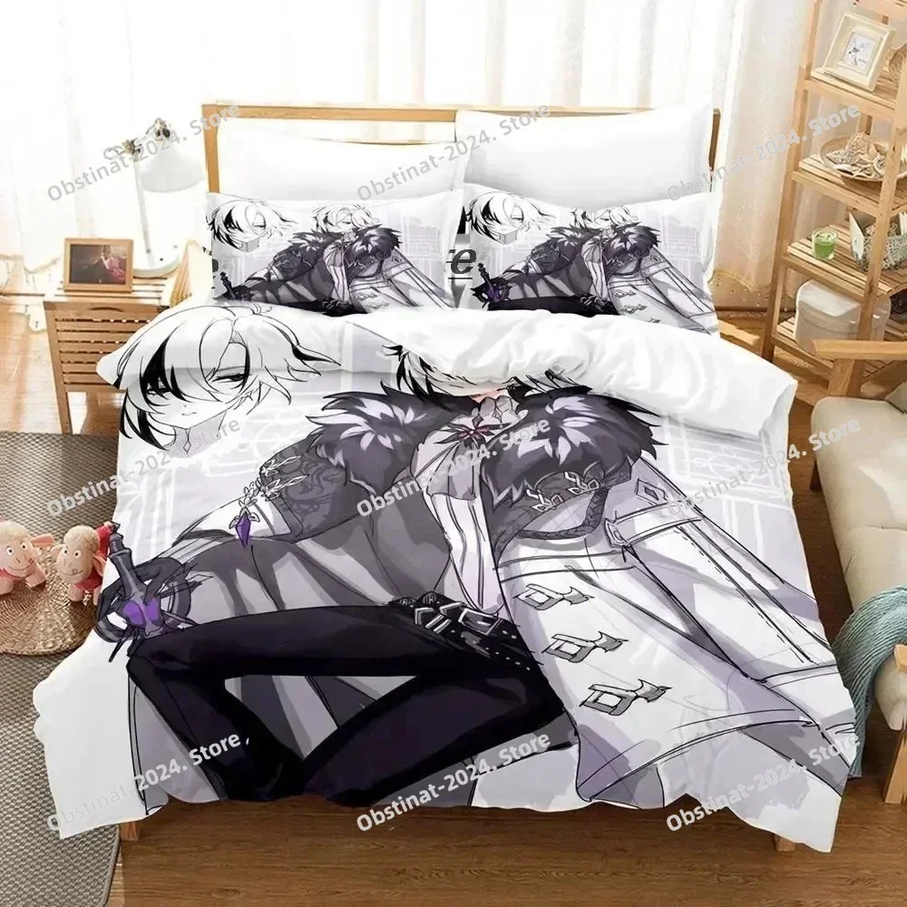 Anime Genshin Impact Arlecchino Bedding Set Printed single Comforter Quilt Duvet Cover Pillow Case 3 Pieces Sets Kids Adult Size