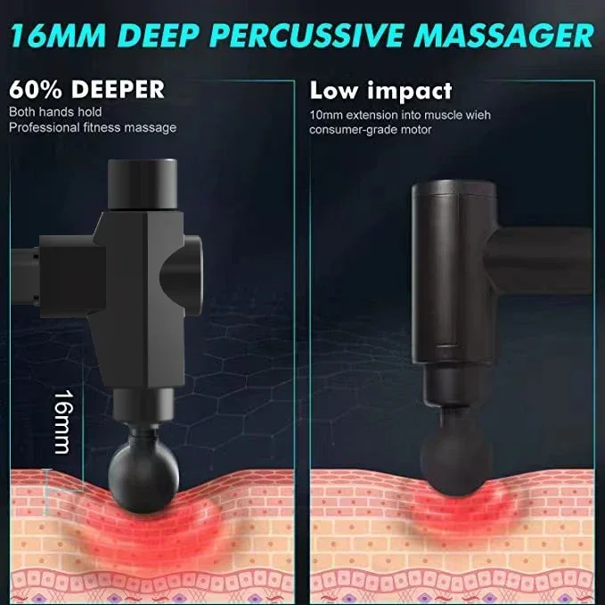 2026 More Powerful Professional 16mm Muscle Massage Gun Deep Tissue Percussion Massage Gun Fitness Fascia Gun