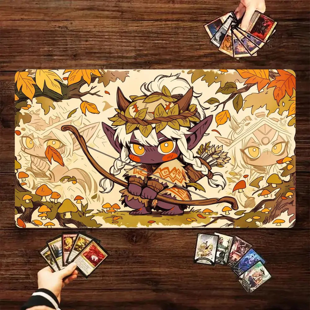 Cute Elf Archer Totem Magic Card Battle Mat TCG Playmat Anti-slip Base 35X60CM gathering gaming mats Board Game Mat for TCG