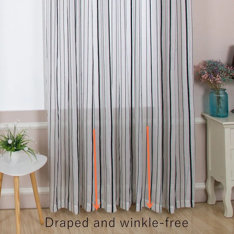 Black and White Stripped Sheer  Curtains Keep Privicy Tulle Curtains Panels for Bedroom Living Room Home Office