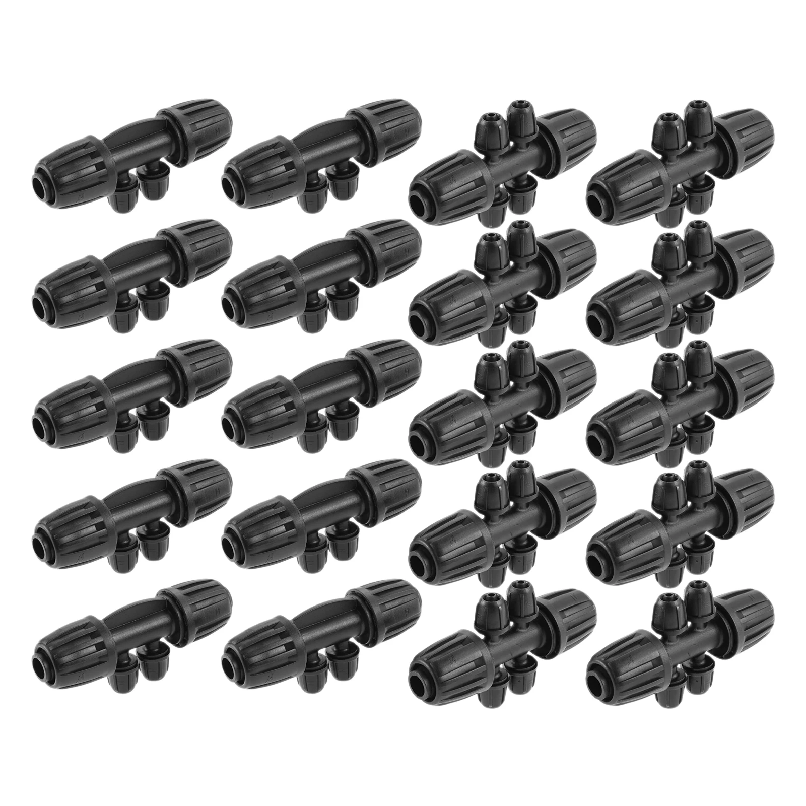 

20pcs 1/2 Inch to 1/4 Inch Drip Irrigation Kits for 16 mm garden/lawn (10 Pieces Barbed Tee 4-Way + 10 Pieces Barbed Tee 6-Way)