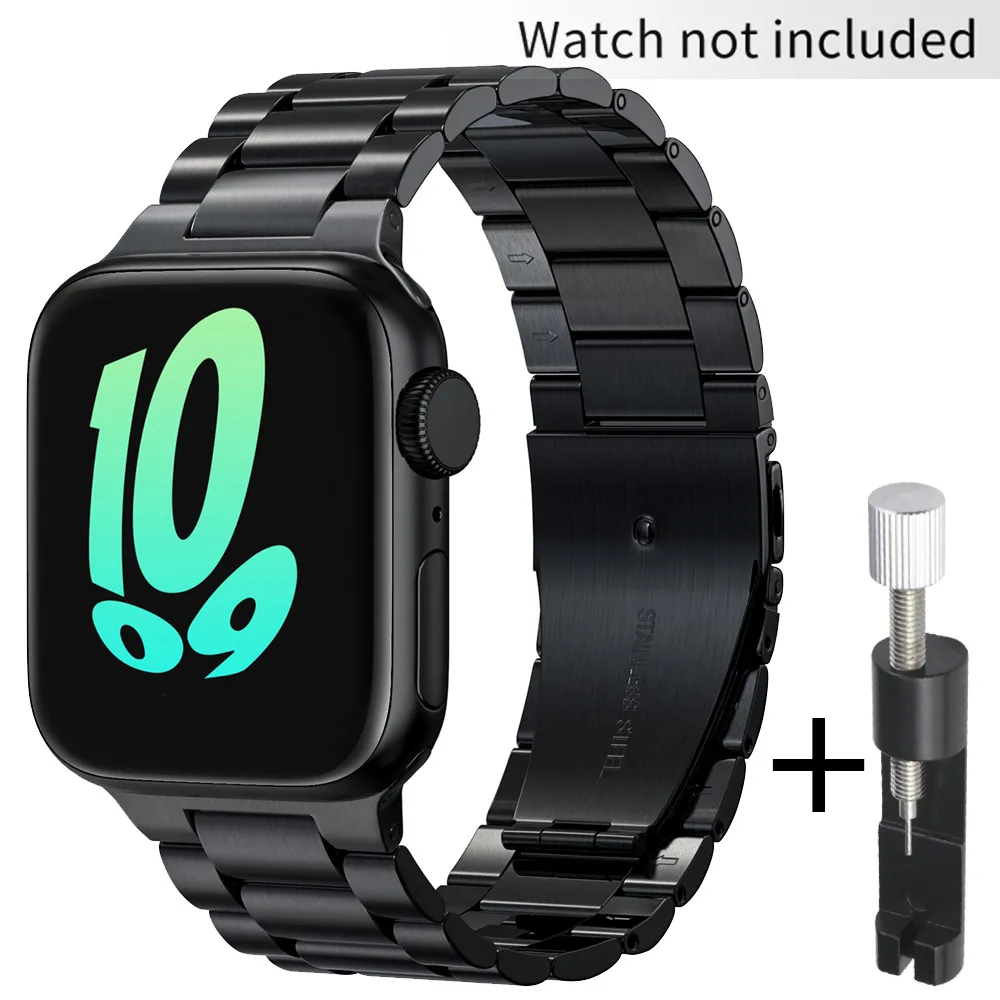 

Браслет из нержавеющей стали для Apple Watch Band Ultra 2, металлический звеньевой браслет для iWatch Series 9 8 7 6 5 SE, 49 мм 45 мм 44 мм 42 мм 41 мм 40 мм