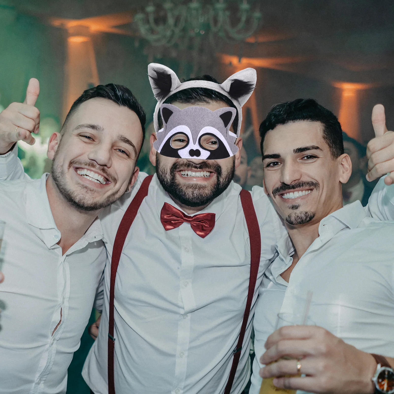 مجموعة أزياء Kawaii Raccoon التنكرية مع عصابة رأس وقناع لملحقات حفلات الهالوين على شكل حيوانات #4