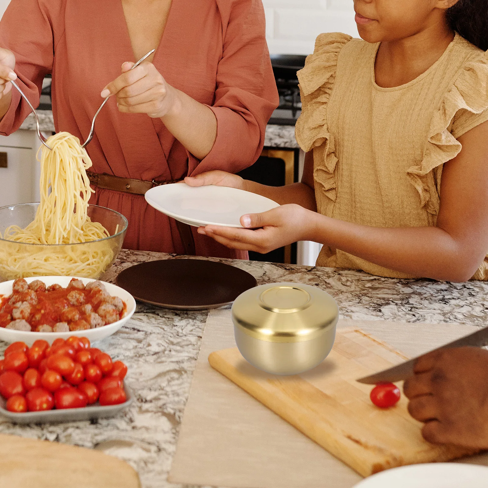 

Stainless Steel Soup With Lid Unbreakable Rice Bowl Compact Lightweight Kitchen Serving Bowl For Home Daily Use