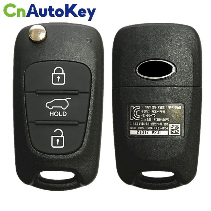 CN051053 oryginalne RKE-4F04 FCC dla Kia Rio 2012 zdalne klucz składany 433mhz No Chip 433-DO-DT