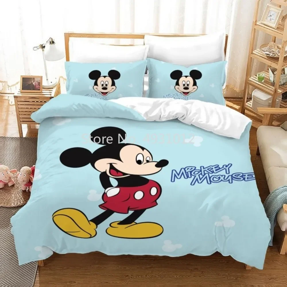 Ensemble de literie Minnie Mouse pour enfants, housse de couette, taie d'oreiller, textile de ménage, décor de lit, cadeau pour garçons et filles, nouveau