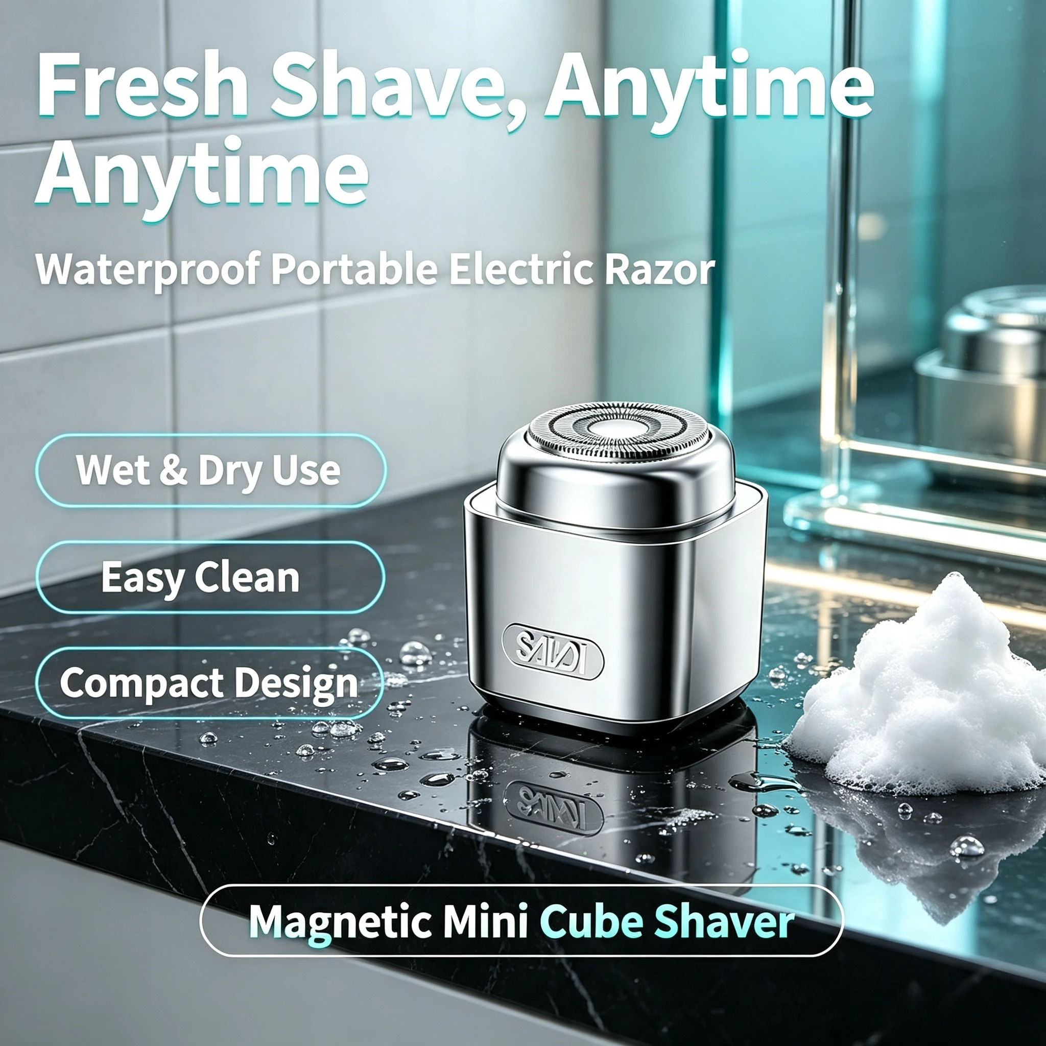 Magnetic Mini Cube Electric Razor for Men Multifunctional Portable Fast Charging Brushless Motor Waterproof Shaver Travel