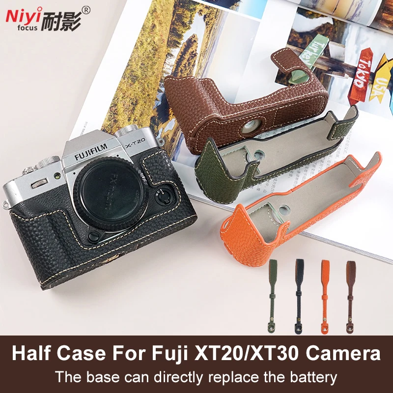 Półetui na aparat Fuji X-T20 X-T30 Baeplate Base Protector Cover Camera Bag Wrist Strap Man-made Leather XT20 XT30 film glass