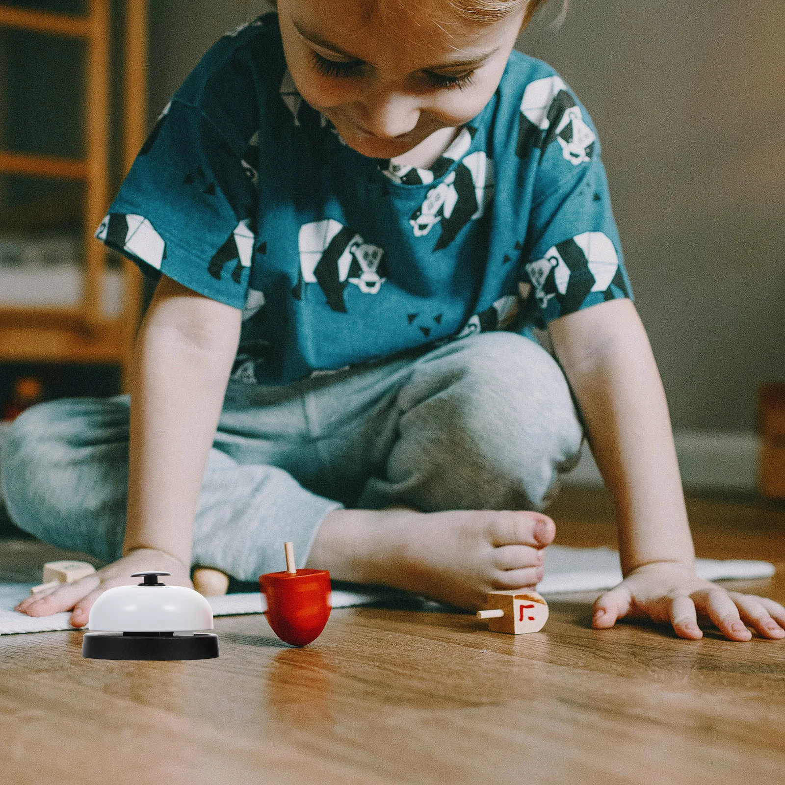 2 Pcs Game Bell Table Desk Toys Big Head Hand Pressing Service Competitive Metal Calling Ring Answering