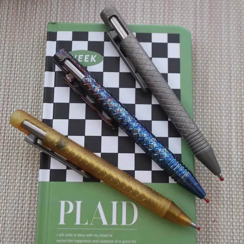 1pc Titanium Alloy PEI EDC Pen With Writing Multi-functional Portable Tools Pen Business Office Ball Point Pen