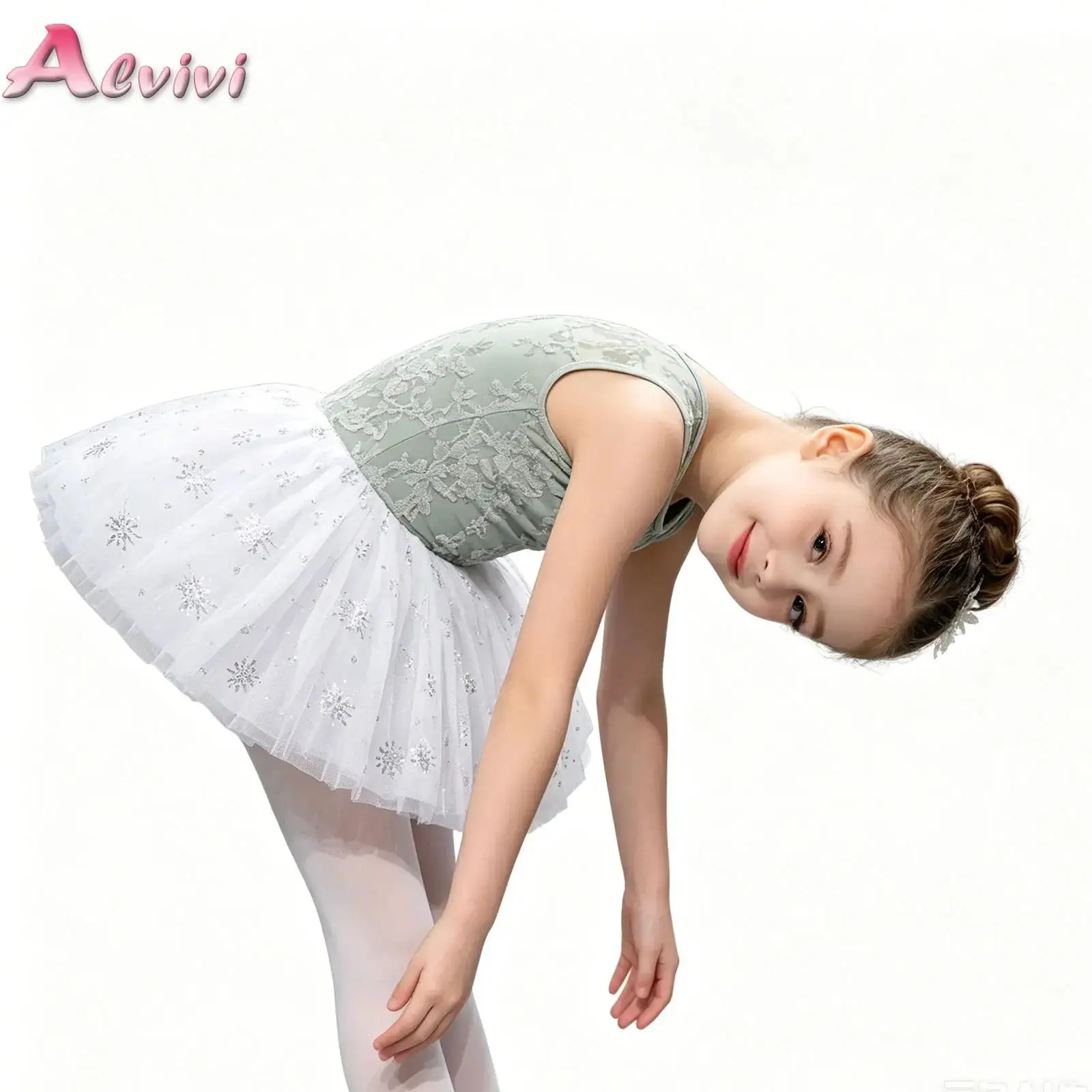 

Kids Girls Ballet Dance Performance Costume Sleeveless Jacquard Gymnastics Leotard with Tulle Skirt Professional Ballet Tutu