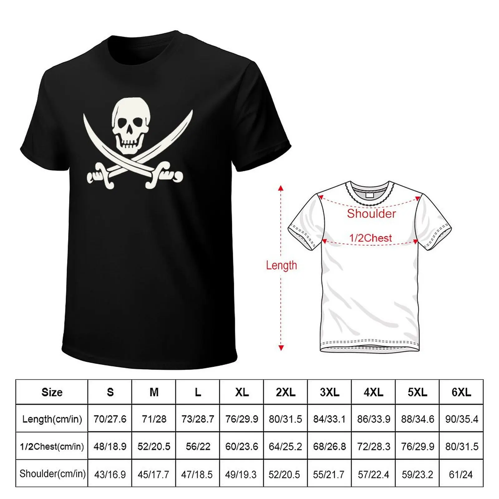White Pirate T-Shirt Big Size Simple T-Shirt