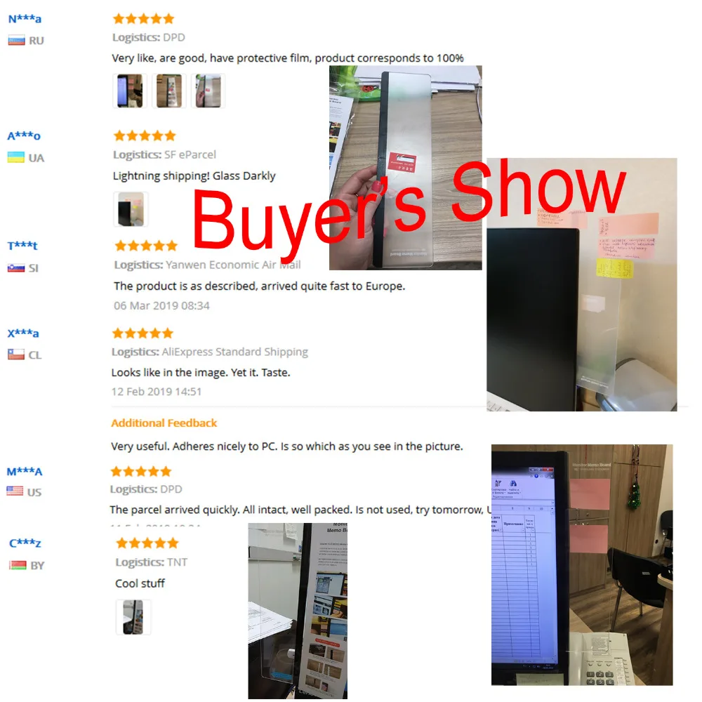 2PCS Acrylic Monitor Message Memo Board for Sticky Notes Tabs Desktop Computer PC bordes bord notice board plastic Holder