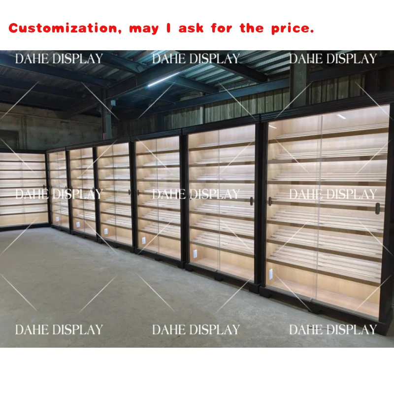 custom.Humidity Control Luxury Cigar Humidor Cabinet Glass Door Cigar Showcase with Spanish Ceder Shelves Cigar Room Furniture