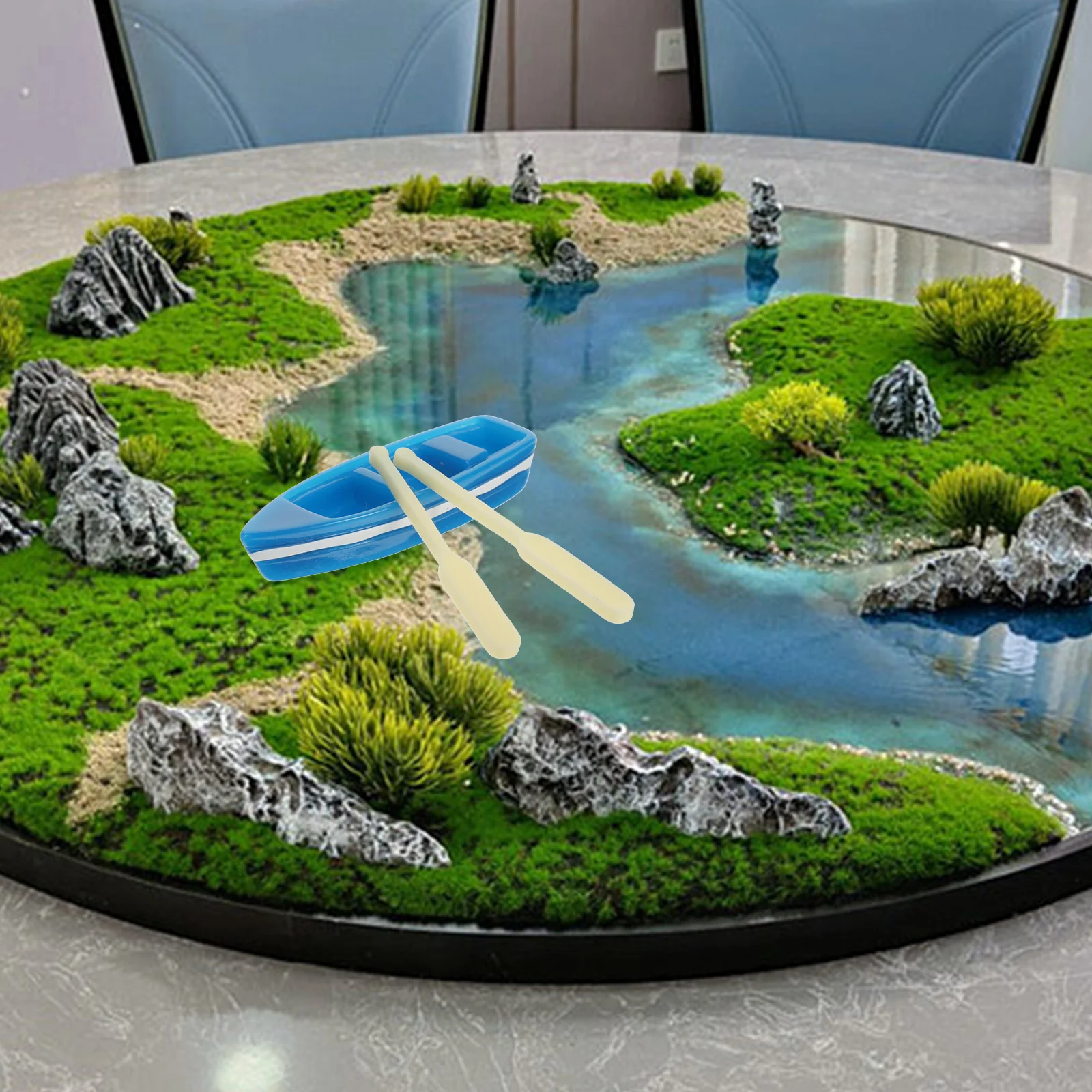 

Artificial Moss Landscape Boat Ornaments Mini Resin Bonsai Adornments Garden Decor Plant Pot Landscaping Rustic Trinket Statue