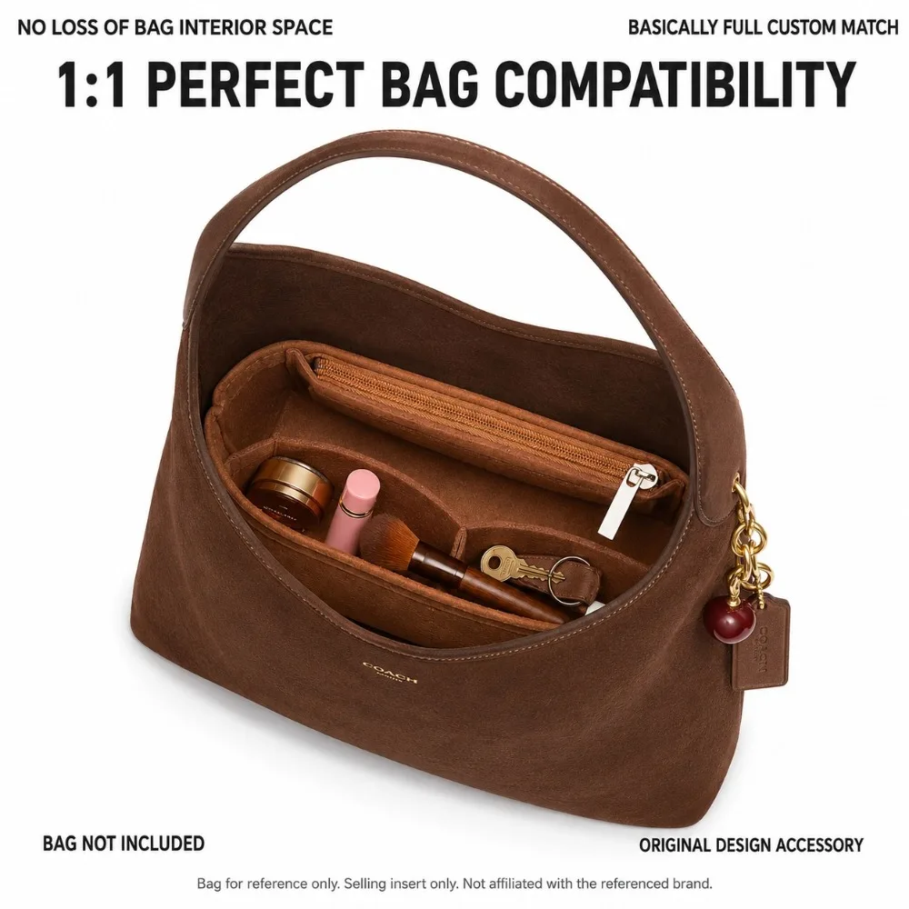 Felt Bag Organizer Insert for Coach Brooklyn Shoulder Bag Liner Fit Structured Storage Insert for 28 34 39 Tote Bag Compartments
