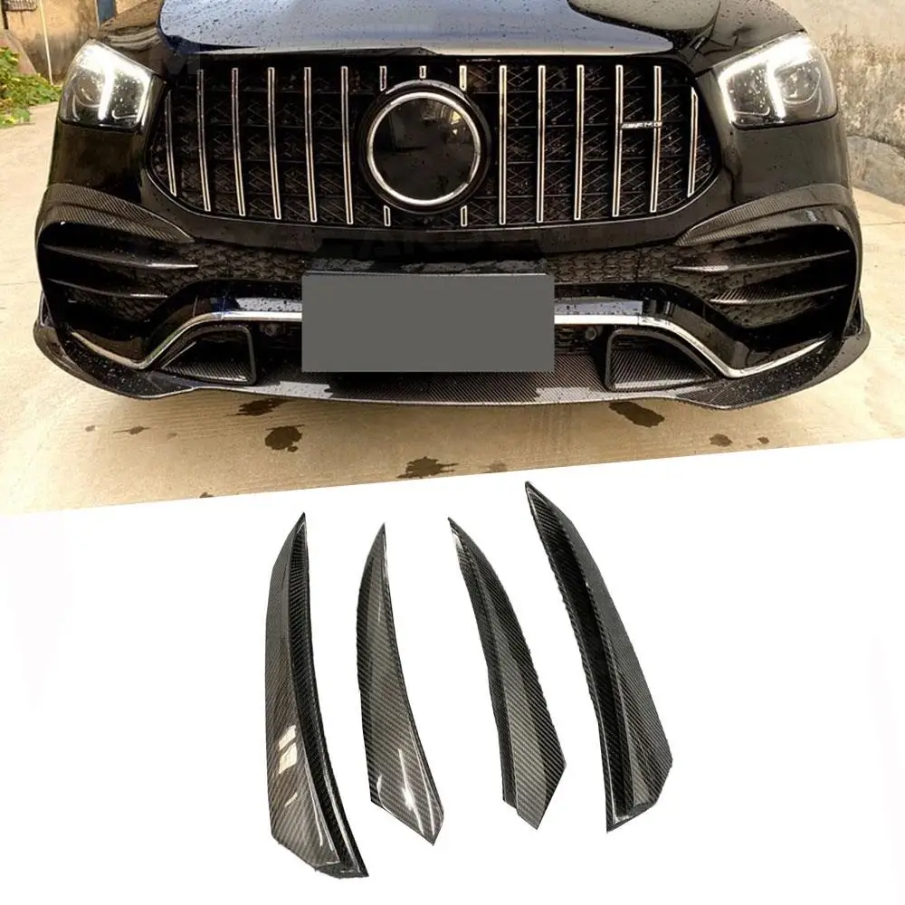 For Mercedes Benz GLE Class W167 GLE53 AMG SUV 2020 UP  Front Bumper Fender Trim Fins Canard Dry Carbon Fiber