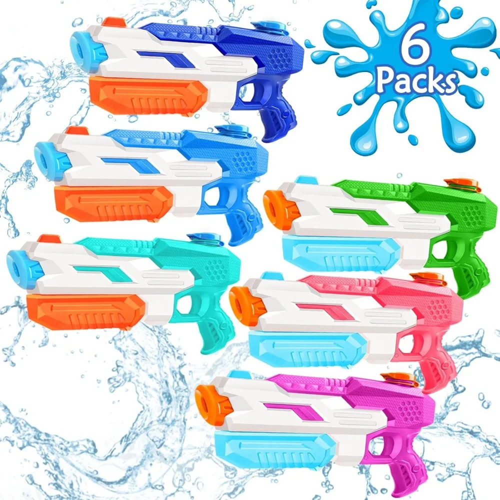 

600cc Water Gun for Kids Adults：6 Pack Squirt Blasters Super Water Gun Soaker with Long Range High Capacity for Boys Girls Summe