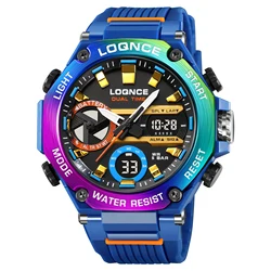 New LOQNCE  Male montre homme Hour Sport Watches Digital Double Time Chronograph Watch Mens LED Chrono Week Display Wristwatches