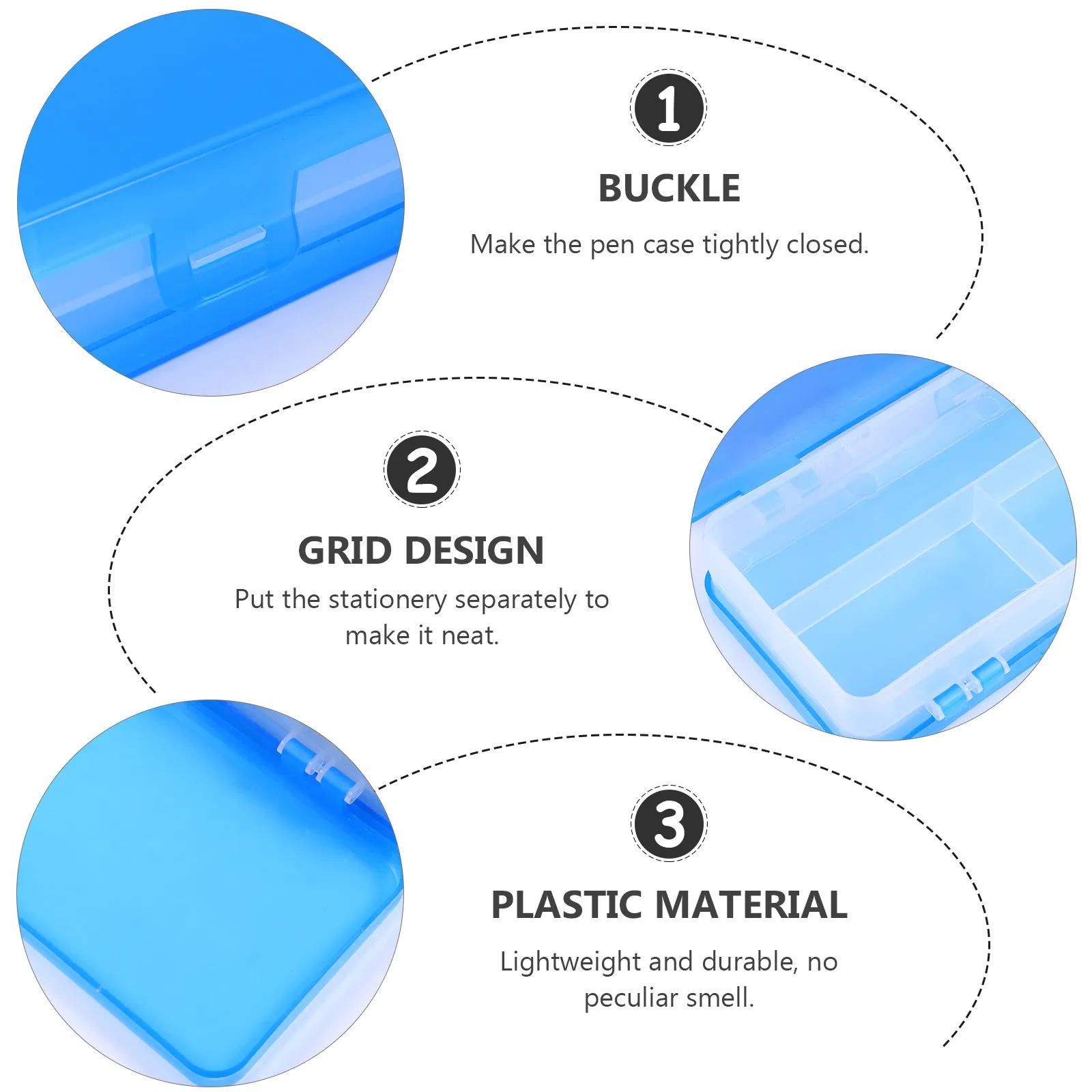 3Pcs Double-Sided Pencil Case Translucent Eco-Friendly Plastic Pen Box for Students Office Sleek Edge Design Multi-Functional