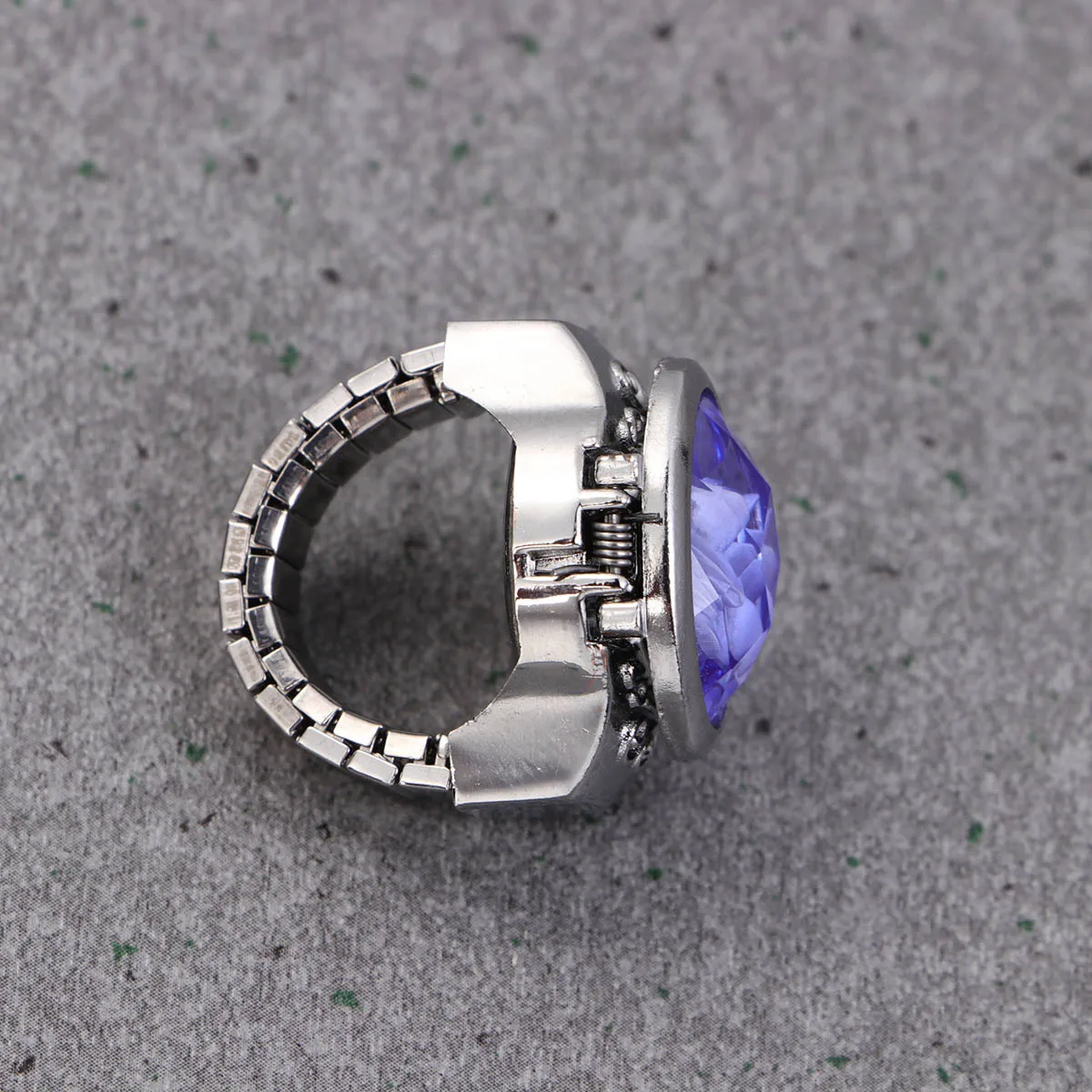 

Purple Oval Quartz Watch Finger Ring Fashion Fashionable Watch Shaped Finger Ring Stretch Elastic Band for Men Women