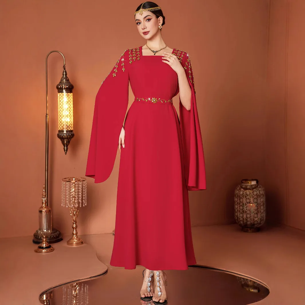 

Eid Muslim dress women Abaya diamond maxi Long Dresses Vestidos Largos Party caftan Jalabiya Ramadan dubai Arab long Robe 2025