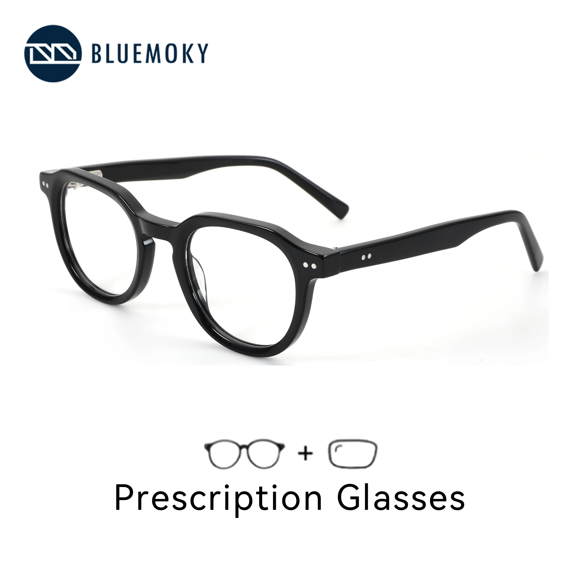 BLUEMOKY Acetate Round Prescription Eyeglasses For Men Women Blue Light Photochromic Optical Glasses Myopia Graduated Eyewear