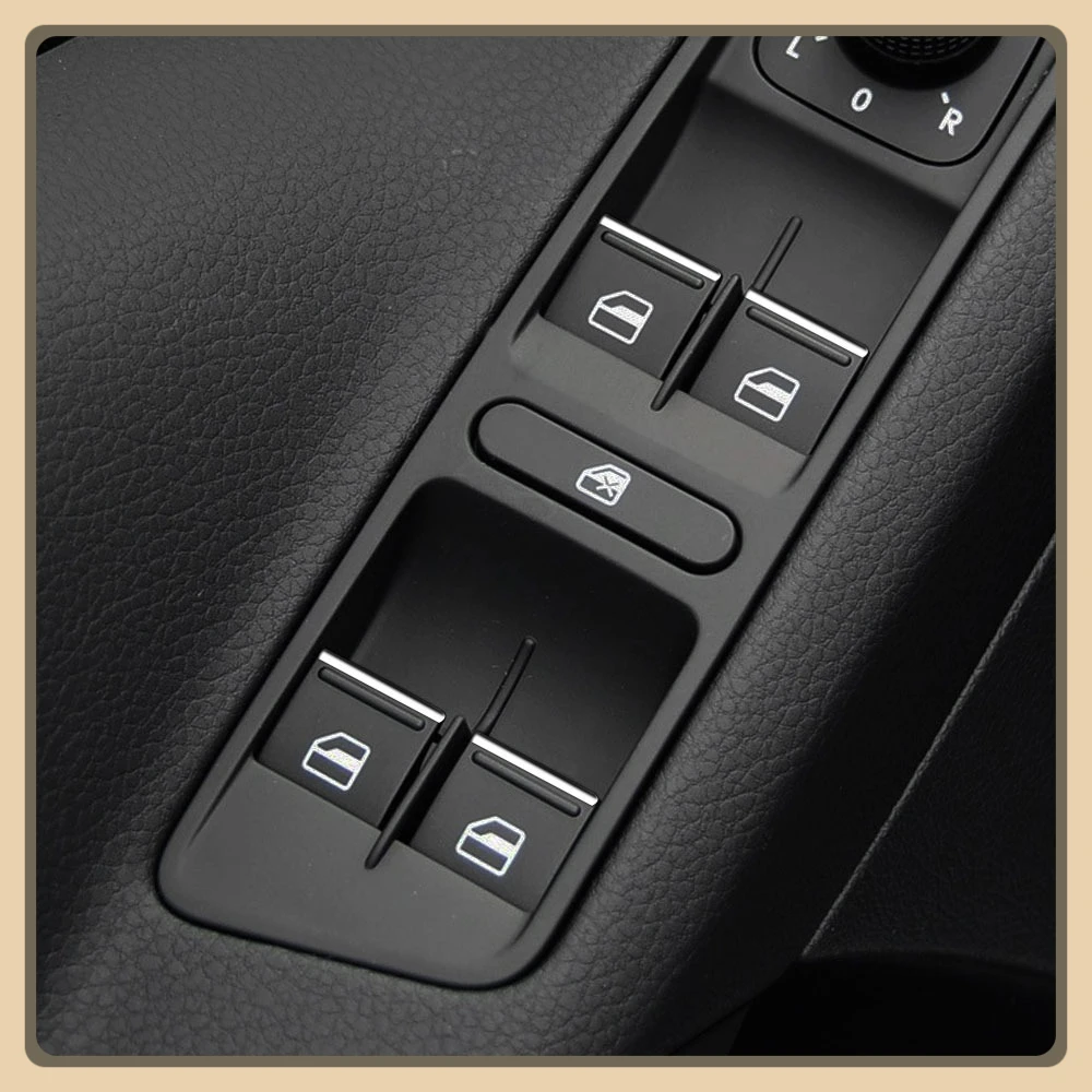 7Pcs Window Lift Button Sequin Sticker for Volkswagen Vw Golf 7 Mk7 7.5 Tiguan Passat for Skoda Karoq Chrome Accessories
