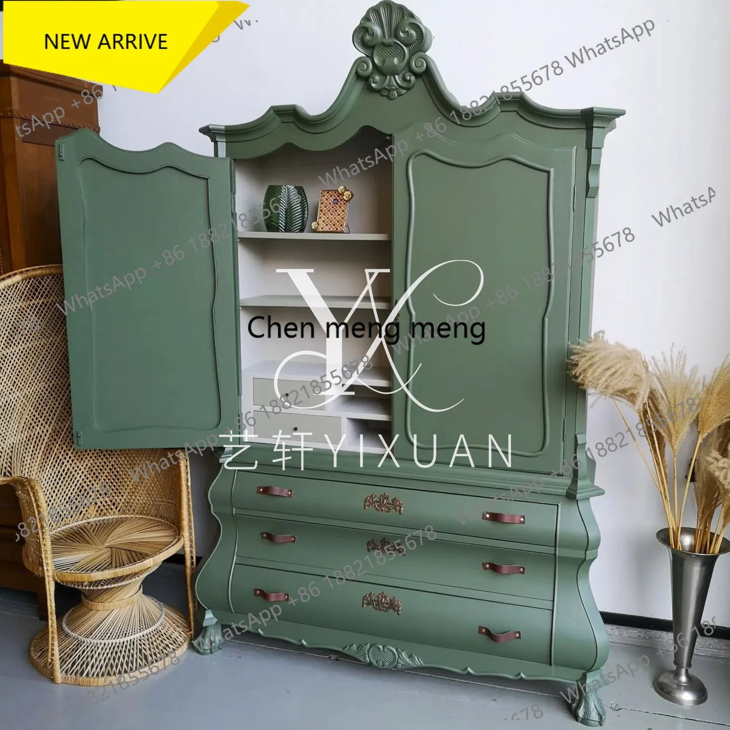 

M138 Carved Living Room Decorative Cabinet American Modern Simple Dining Room Storage Wine Cabinet High-end Furniture Customizat