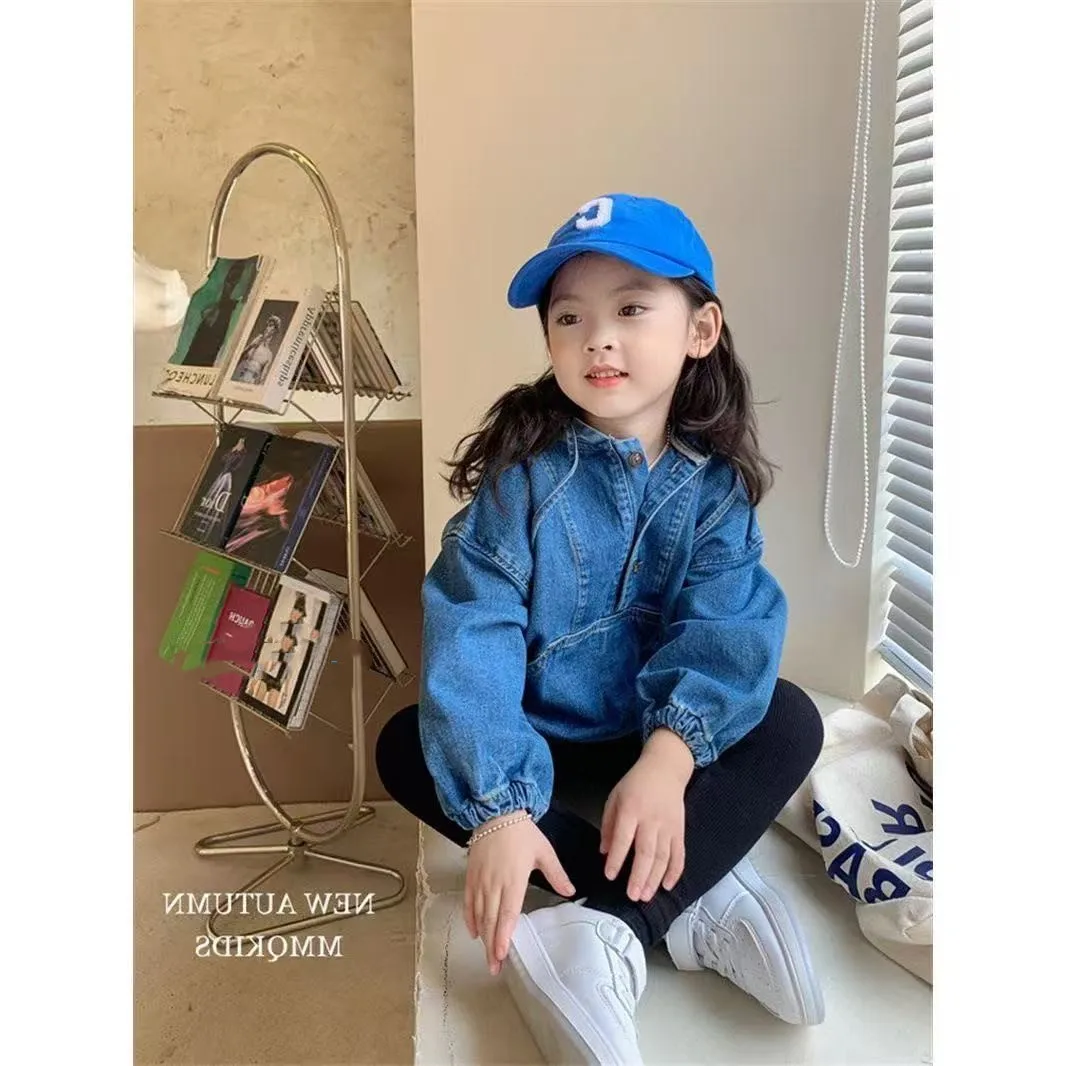 2-6 سنوات طفلة الدنيم سترة الربيع والخريف 2026 النسخة الكورية الجديدة للأطفال معطف هوديي غير رسمي 90-130 سنتيمتر