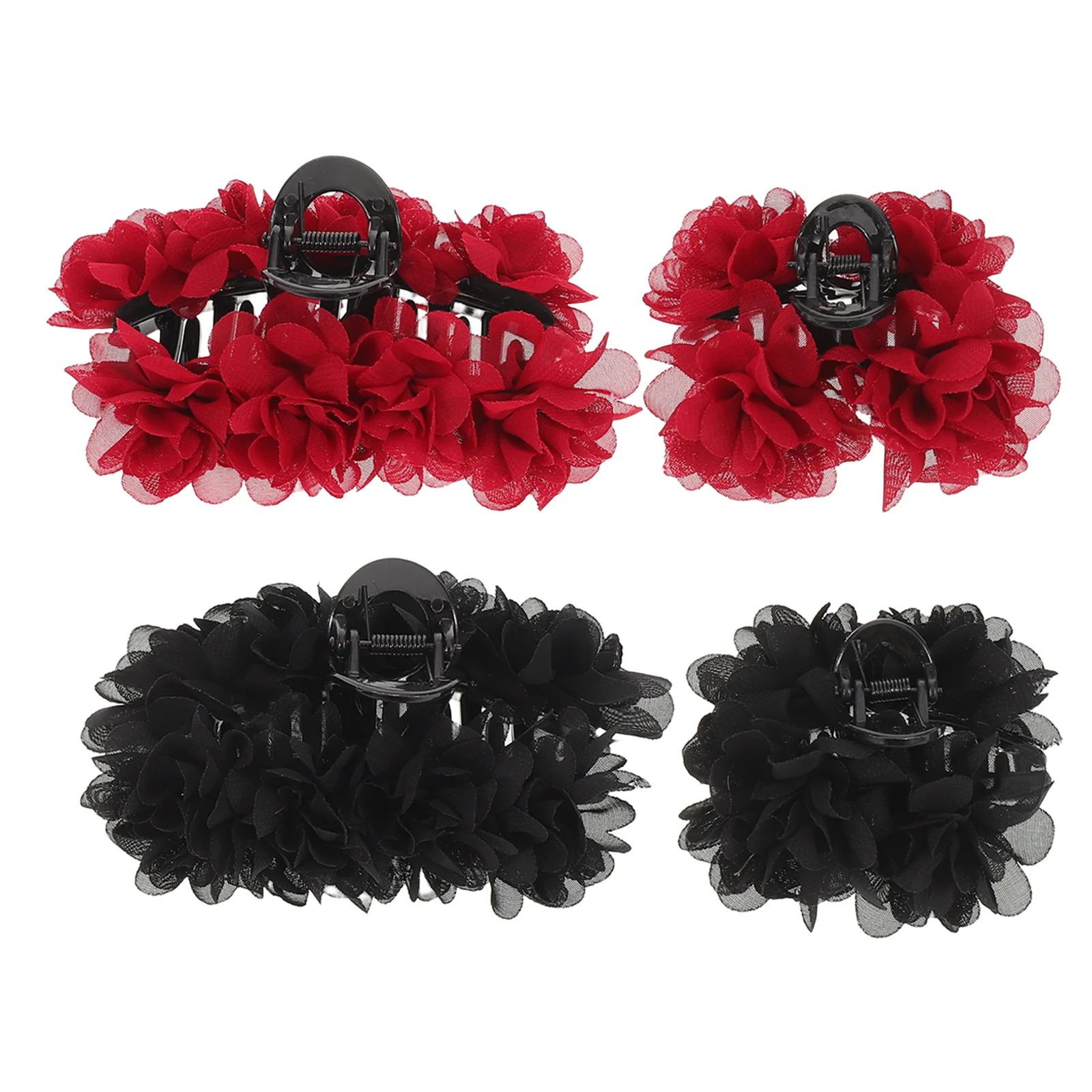 

4pcs Rose Flower Claw Clips Elegant Hair Accessories For Women Floral Styling Clips Updo Chignon Half Hairstyles Decorative