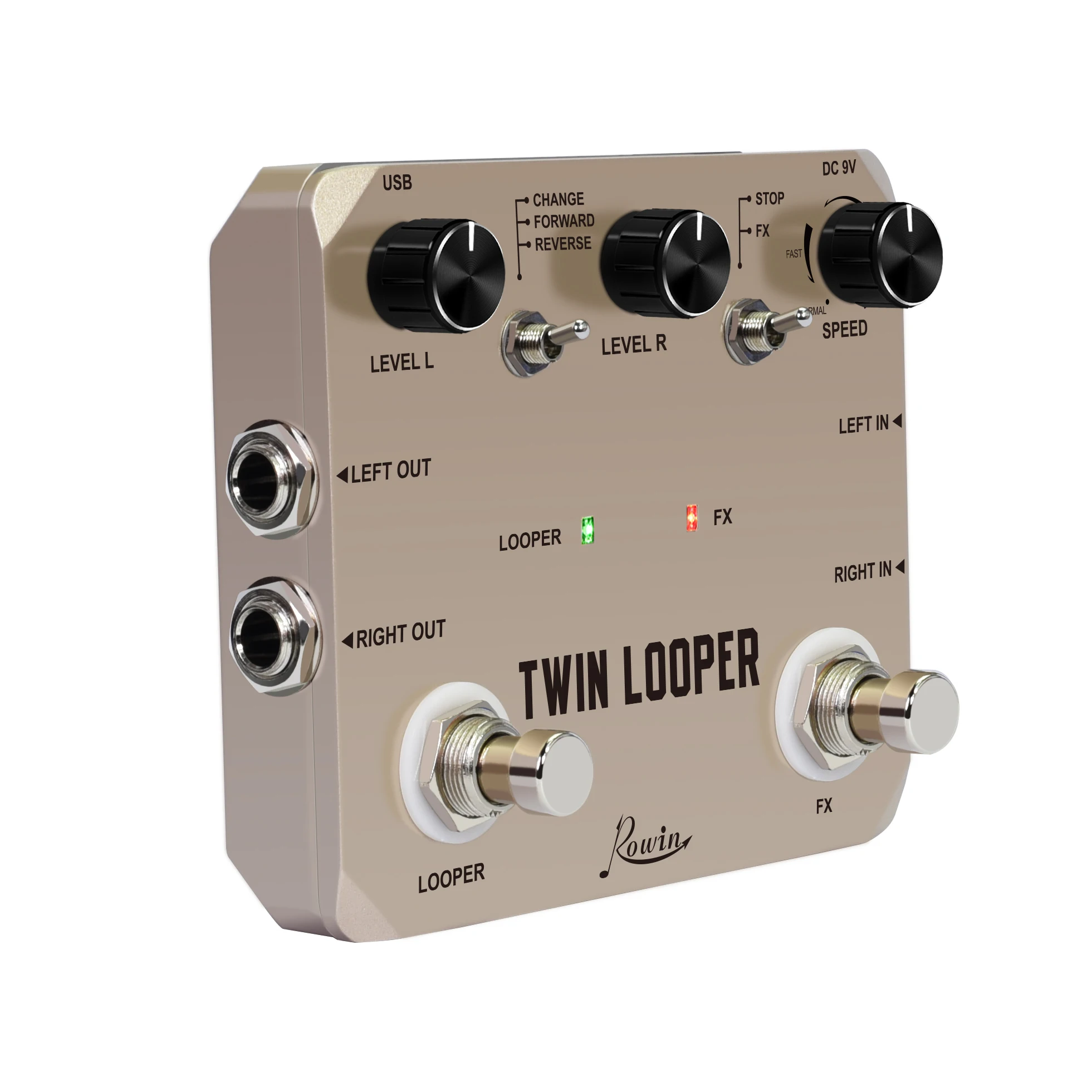 Rowin LTL-02 Twin Looper Pedal Upgrades Looper Pedals For Electric Guitar 10 Min Looping Unlimited Undo/Redo Function 11 Types