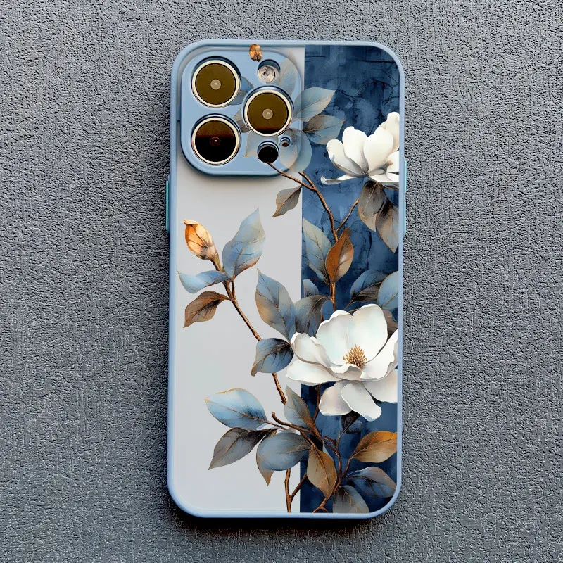 Vintage Blumen Handyhülle für iPhone 17 16 15 14 Pro Max 12 11 13 Pro Max Mini X XR XS 14 15 16 Plus Schmetterlings-Pflanzen-Rückseite – Detail 7