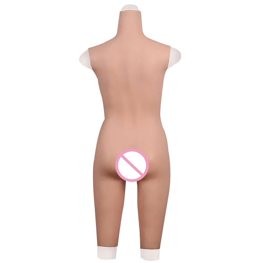 Body suit with breast form and fake vagina for drag queen cosplay Zentai suit for crossdresser realistic boobs chest real skin