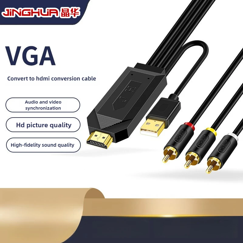 

HDMI To 3RCA AV Converter,3RCA AVto HDMI Converter,with USB Power Cable, Plug and Play, Wide Compatibility, New Arrival