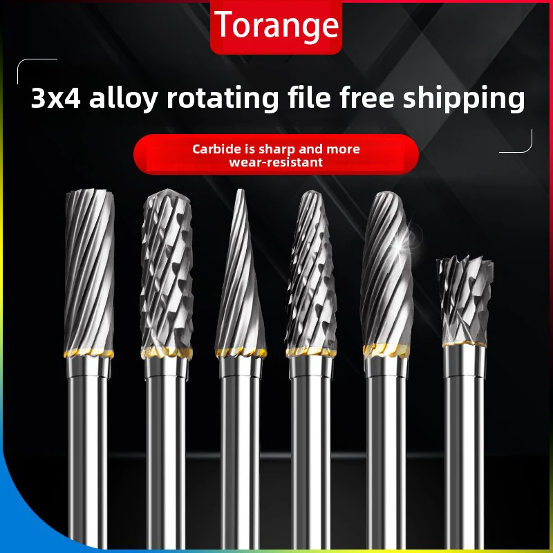텅스텐 강철 연삭 헤드 경질 합금 회전 파일 금속 연마 구멍 확장 목공 조각 밀링 커터 세트 3*4