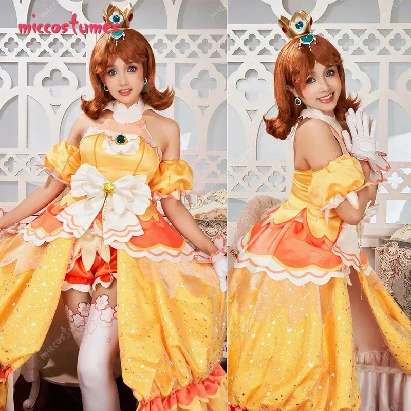 CyMiccostumes x akuoart женский костюм принцессы для косплея, топ с пышными рукавами и шорты с юбкой и перчатками