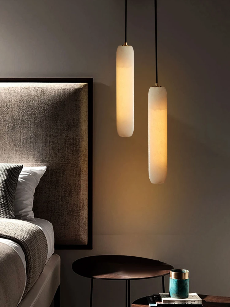 

Modern and Minimalist All Copper Natural Marble Chandelier Suitable for Bedroom Bedside Study Balcony Restaurant E14 Decoration
