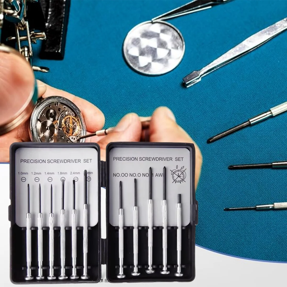 

11Pcs Mini Precision Screwdriver Set with free carrying case, for Working With and Repairing Watches, Clocks, and Eyeglasses