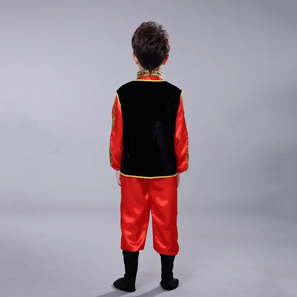 Traje de baile de estilo musulmán tradicional para niños Islámicos, traje musulmán rojo, espectáculo de fiesta de actuación árabe, regalo para niños, rojo y blanco