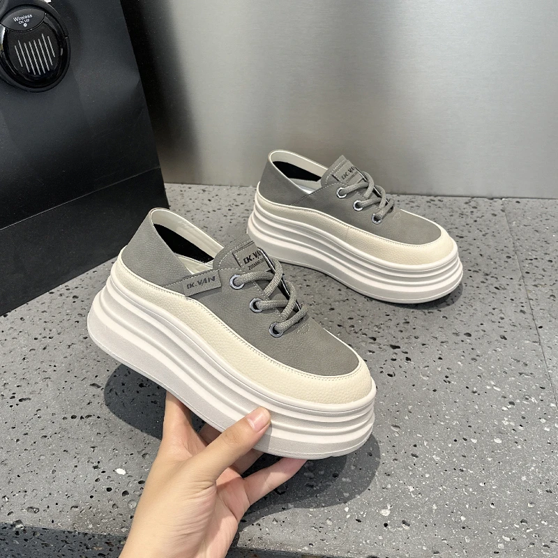 Picture 5: Womens Platform Slip On Mule Sneakers Hidden Heel Lift Lace Up Casual Shoes In Multiple Colors Daily Wear Comfortable Versatile