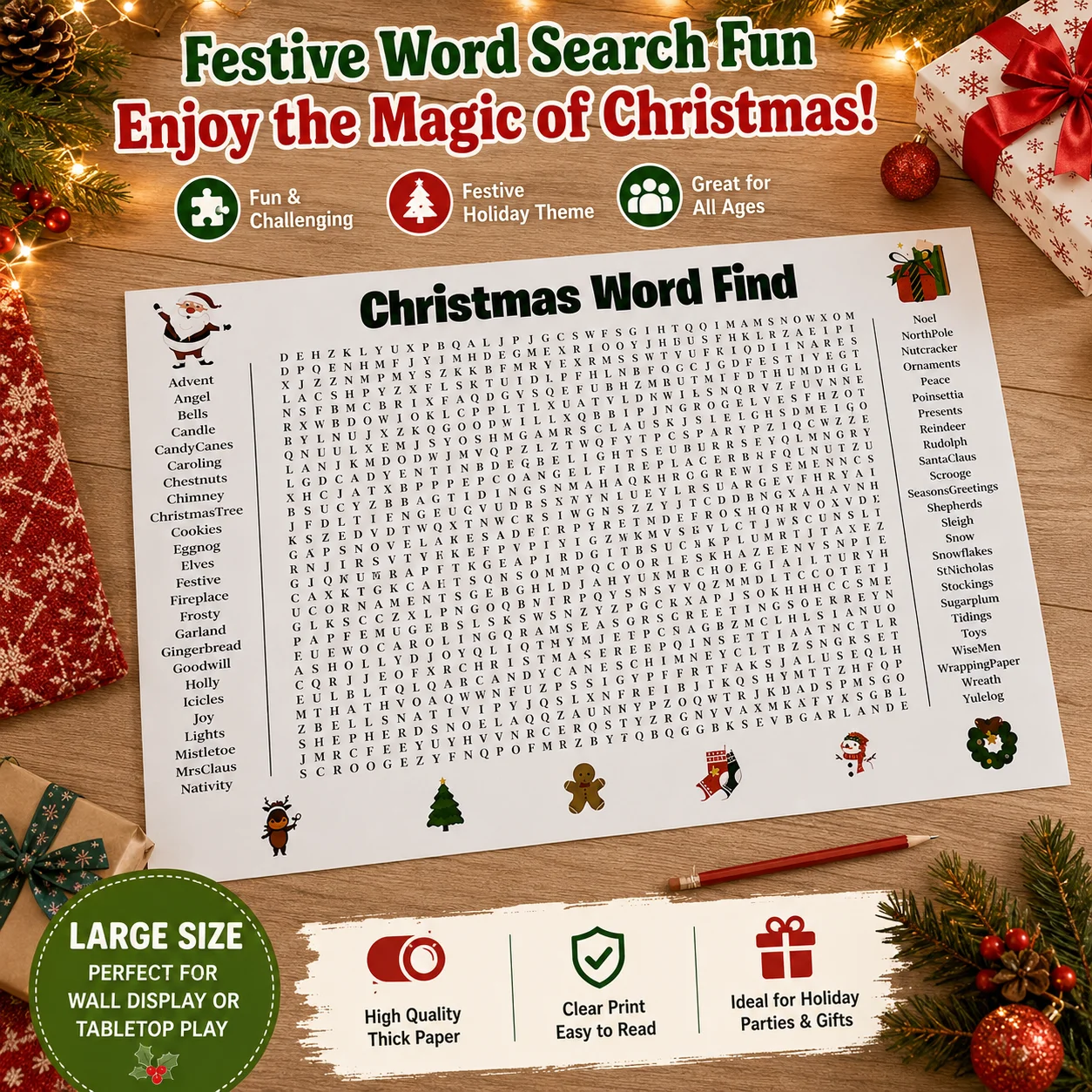 1 Pc Christmas Word Find Poste - Party Games Pc review and price