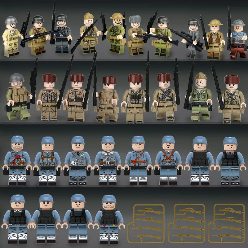 

Набор строительных блоков MOC «Трансграничные военные действия»: Фигурки волонтеров восьмой армии против США и в поддержку Кореи, игрушка в сумке