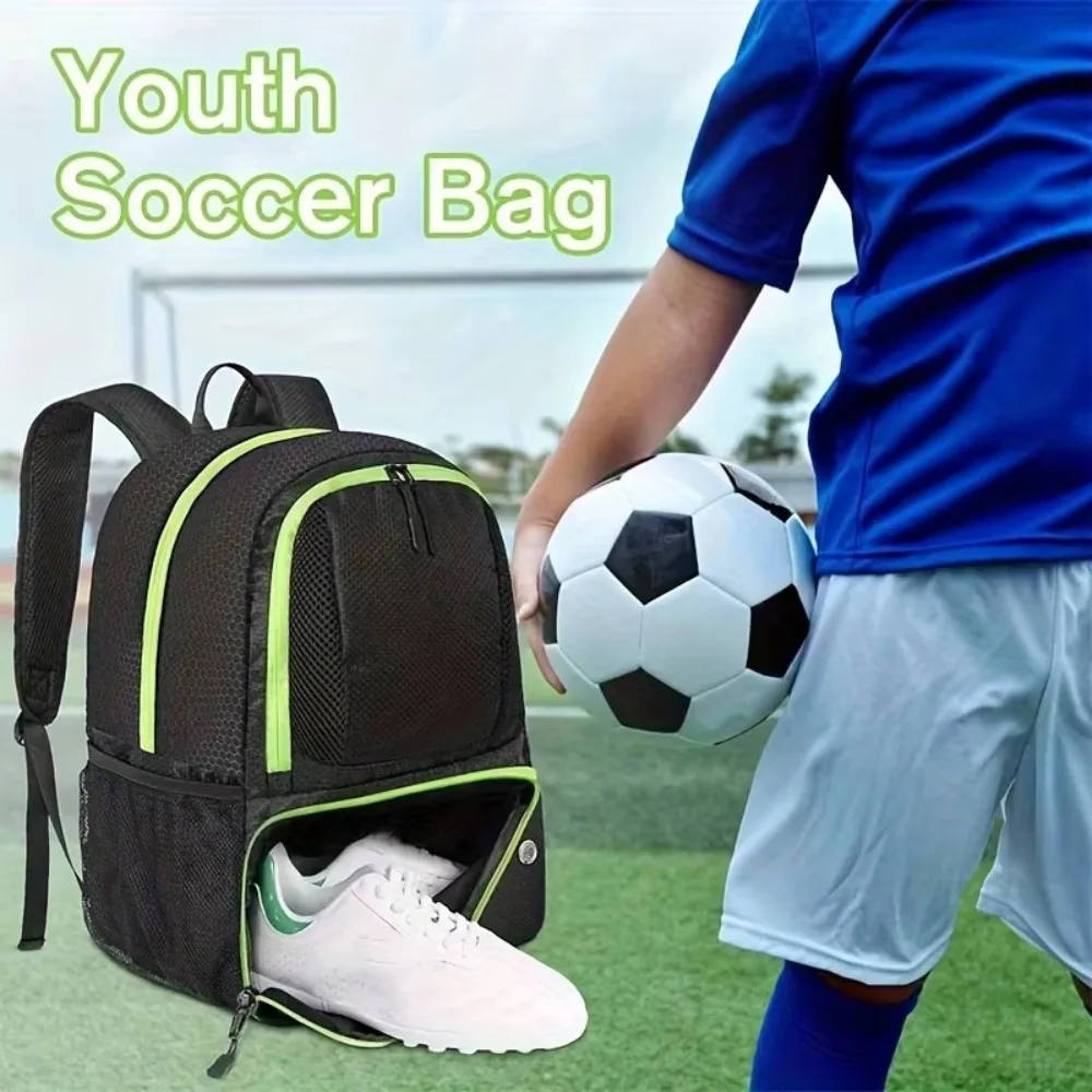 Unisex Soccer Bag Waterproof Large Cpacity Soccer Backpack with Ball Holder Shoe Compartment Breathable Sport Equipment Bag
