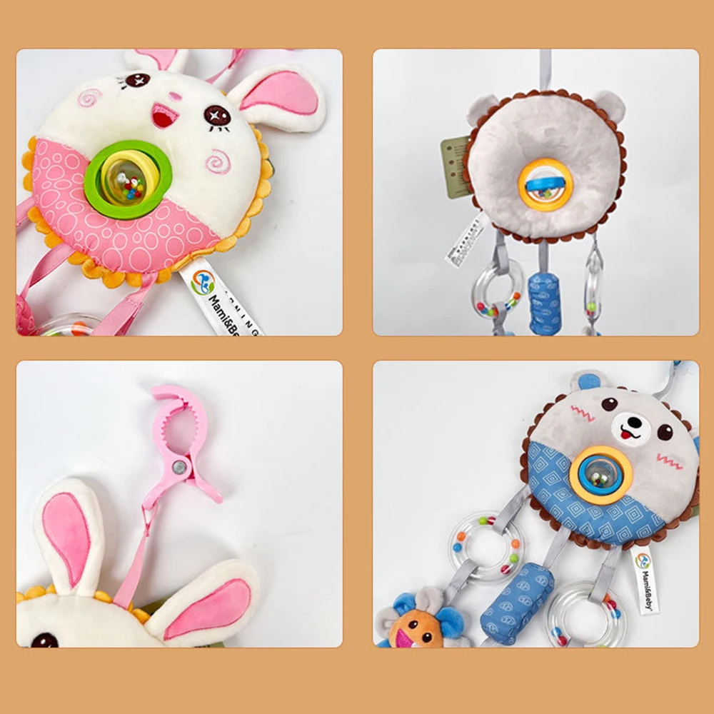 خشخيشات معلقة ألعاب مقعد السيارة للأطفال 0-6 أشهر ألعاب سرير الأطفال حديثي الولادة أشياء ناعمة حسية عربة أطفال ألعاب لعمر 0 12 شهرًا